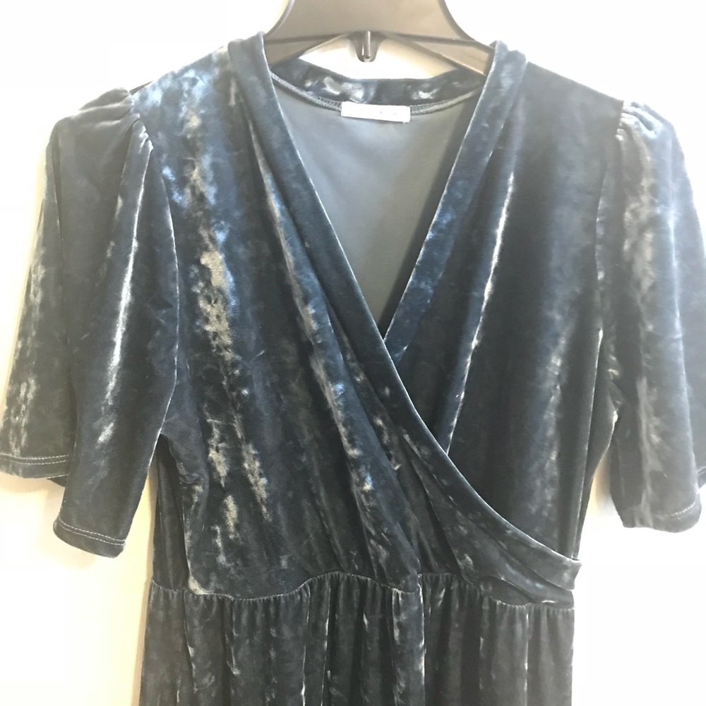 Crushed velvet faux midi wrap dress